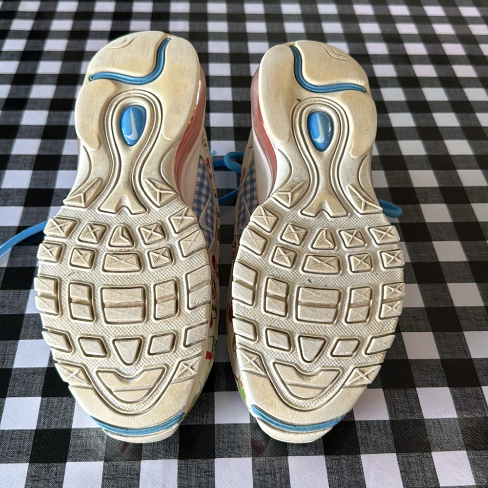 Nike Air Max 97 GS White Blue Red Plaid Cherries CW5806-100 Youth 4 - Picture 5 of 7